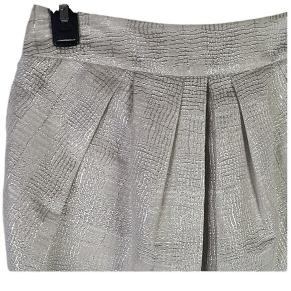 NWT Mignon Doo Anthropologie Metallic high waisted skirt cream & silver size 4 - Picture 2 of 12